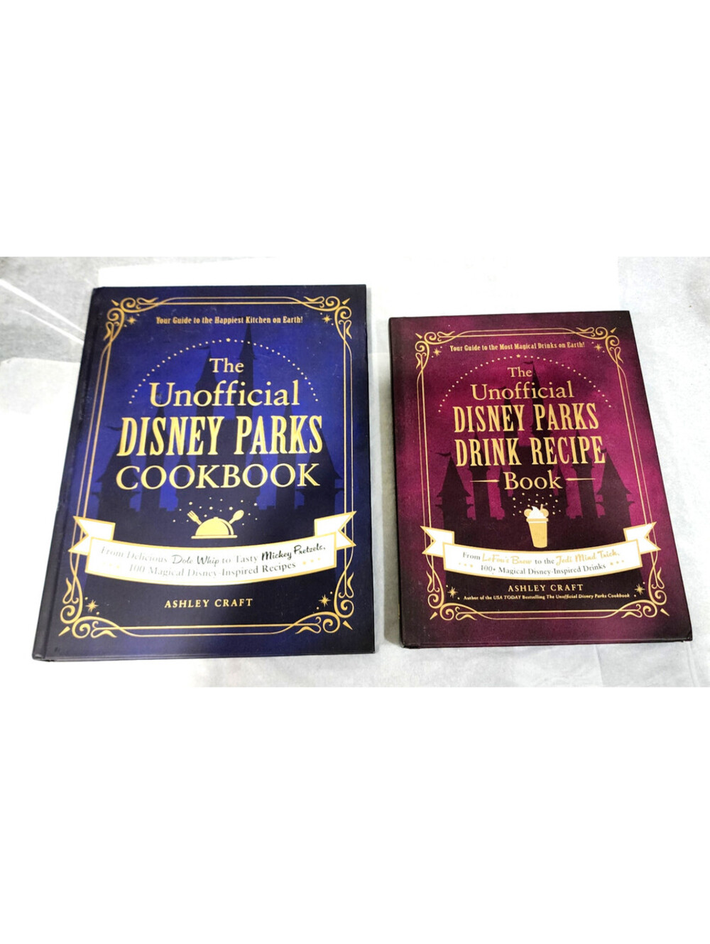 The Unofficial Disney Parks Cookbook + Drink Recipe Book Hardcover Lot of 2 New